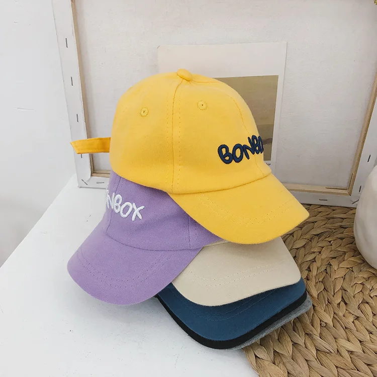 Korean Style Boys Girls Letters Embroidery Fashion Baseball Cap 1-6 Years Kids 6 Colors Casual Hats