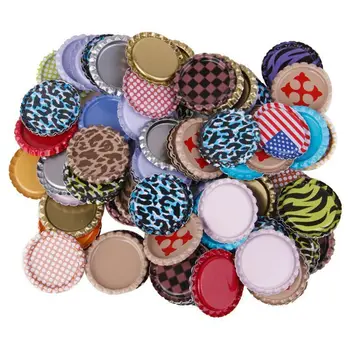

100 pcs Flat 1-inch Bottle Caps Unlined Flattened Mixed Color