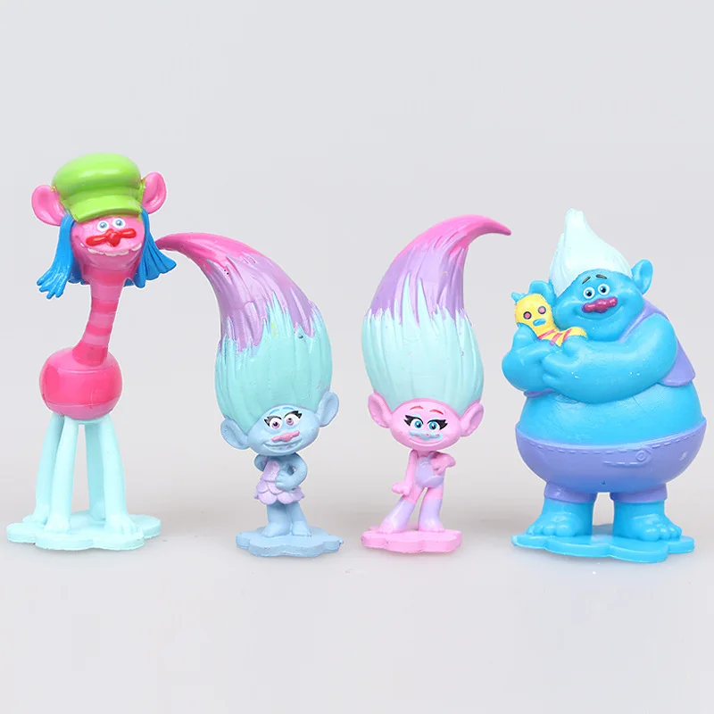 Vndaxau Poppy Trolls Doll with Hair Set of 6,Trolls Toys Party  Supplies,Kids Action Figures Include Branch and Poppy,Guy Diamond, Biggie,  Smidge