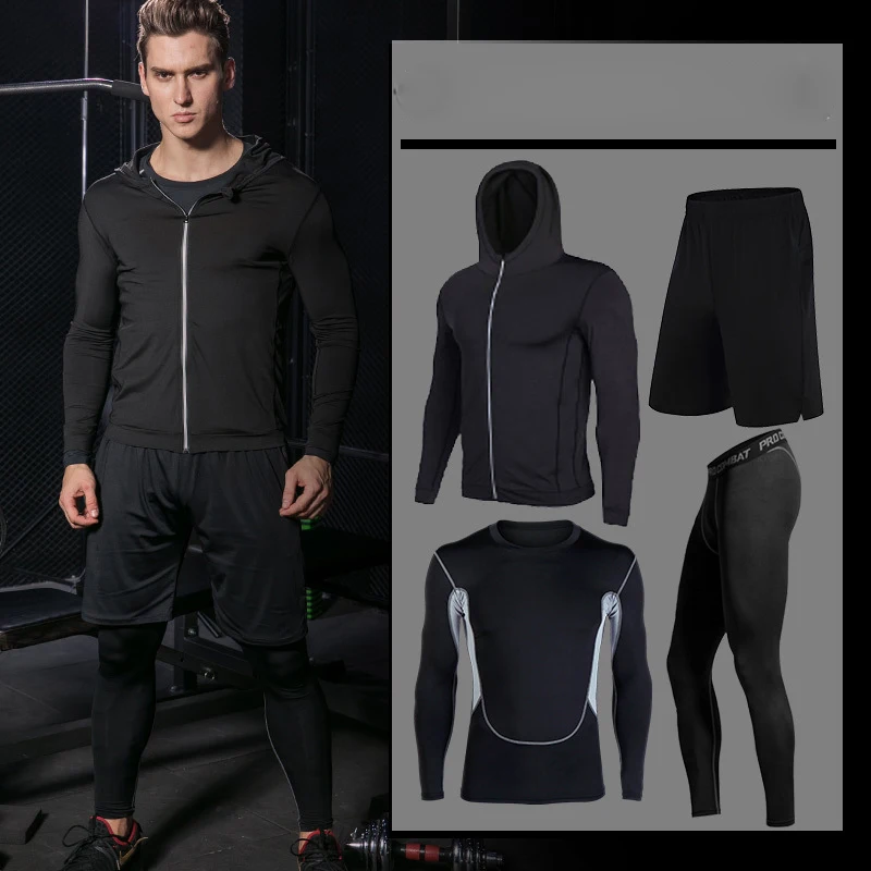 Men Outdoor Running Compression Sets Tights Fitness Breathable Quick-Dry Multicolor Gym Sportswear Skinny Training Running Sets