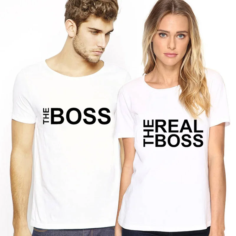 Женская футболка с коротким рукавом, летняя парная футболка, футболка для влюбленных, одежда для пар, забавная футболка с буквенным принтом Boos