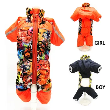 

Winter Overalls for Dogs Reflective Dog Clothes Thick Warm Puffy Puppy Snowsuit for Small Dogs Male Female Fully Covered Belly