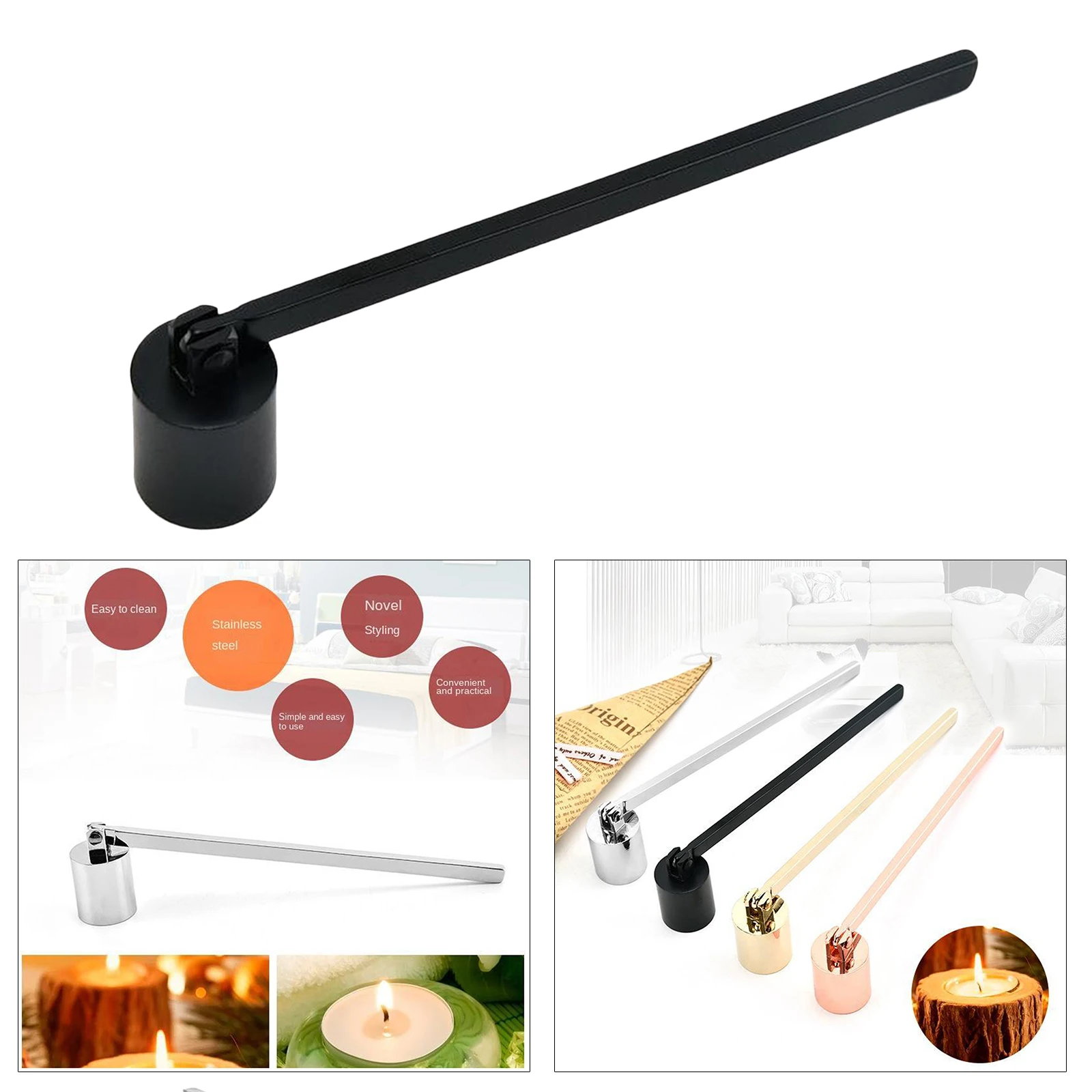 Candle Snuffer Polished Stainless Steel Candle Extinguisher Snuffer 19.3cm candle wick trimmer candle accessories
