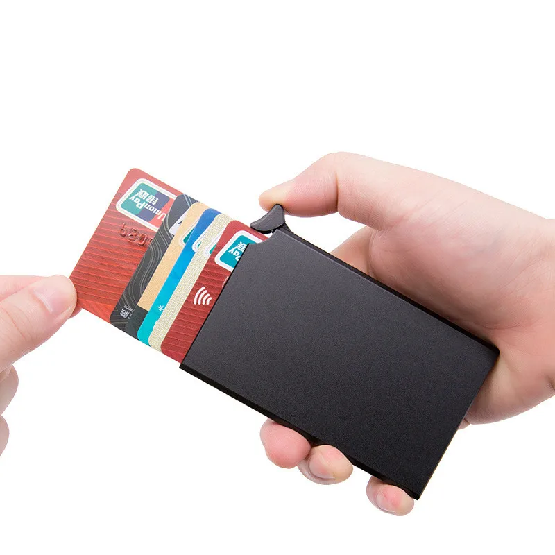 

Bycobecy New Credit Card Protector Automatic Aluminum ID Card Holder Men Fashion RFID Blocking Wallet Case Mini Pocket Card Case