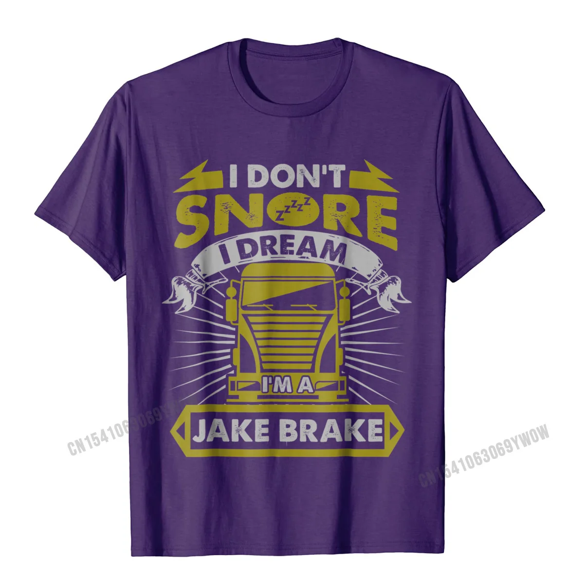 T Shirt Design Thanksgiving Day Short Sleeve 100% Cotton Fabric Crew Neck Adult Top T-shirts Slim Fit Tops T Shirt Fashionable I Dont Snore I Dream Im A Jake Brake Funny Trucker T-Shirt__1103 purple