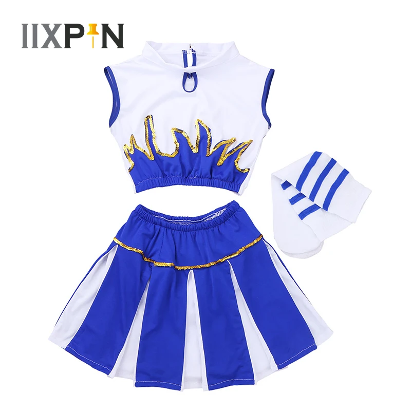 Kid School Cheerleader Dress Up Carnival Costume Halloween Cosplay Party Outfits