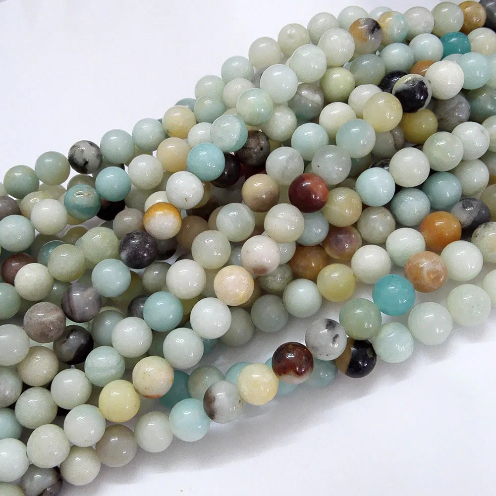 

4mm 6mm 8mm 10mm Round Natural Amazonite Beads Strands for Jewelry Making