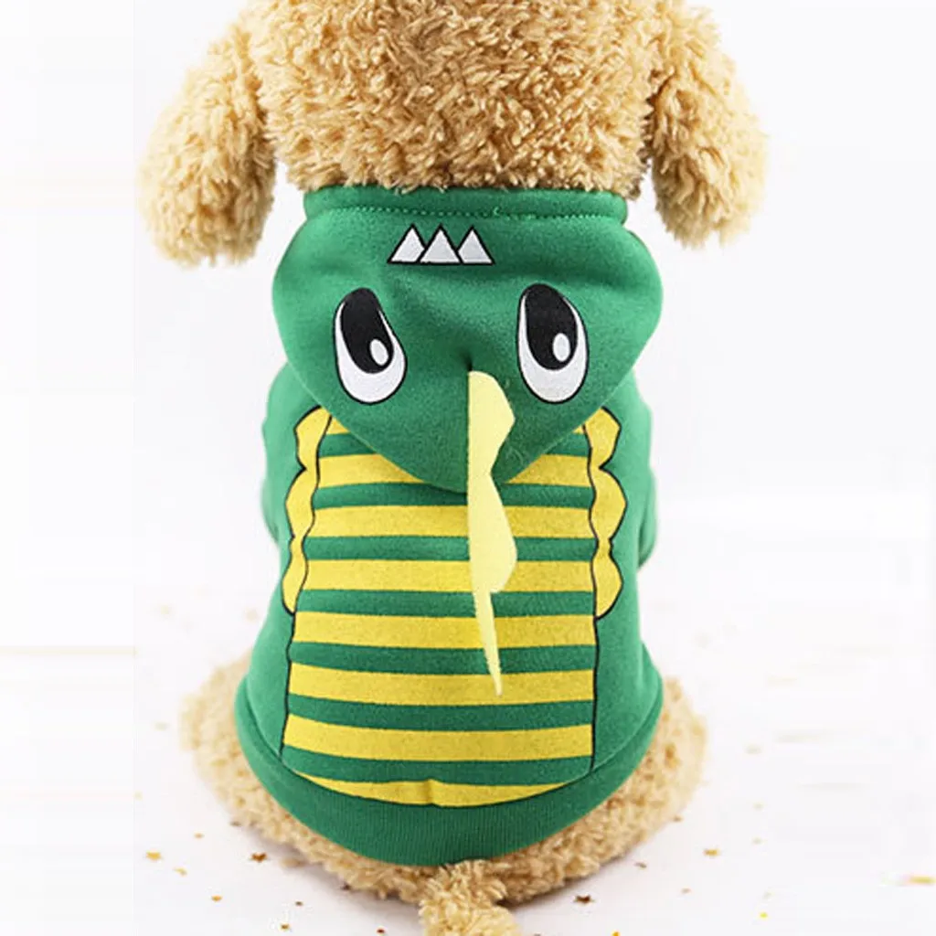 

Pet Dog Clothes Winter Warm dinosaur print hooded Coat Jackets Cat Clothing Dog tops Pets Products Chihuahua Pug Outfits Perro