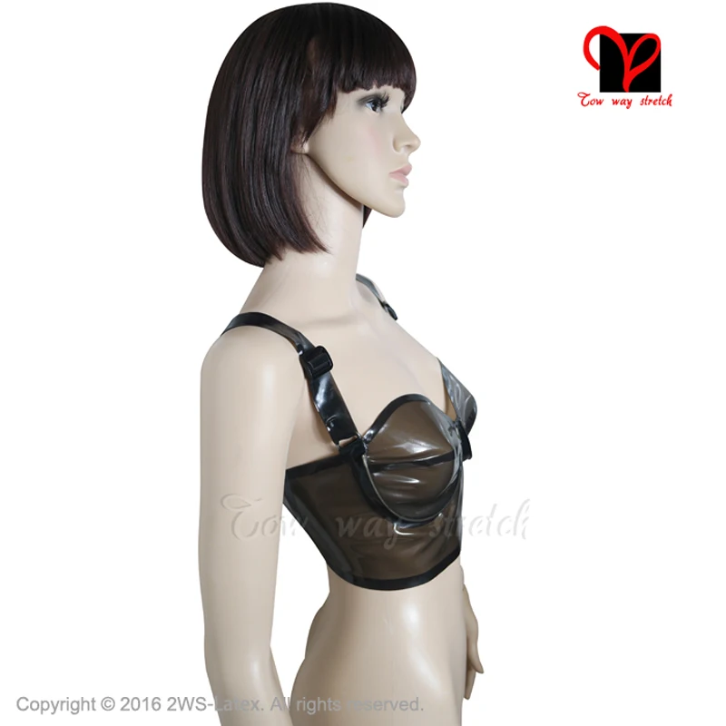 Transparent Black Sexy Latex Bra Crop Rubber Lingerie Bikini Gummi Bustier Bralette Brassiere Underwired Top Cup Plus Ny-011