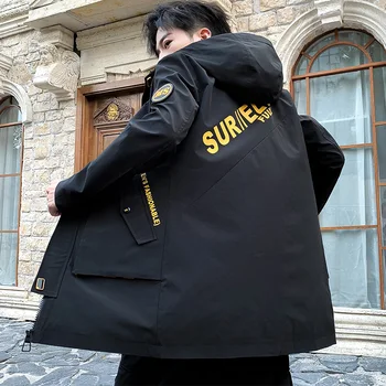 

2019 Autumn Large Size Hooded Jacket Mens Korean Casualcamouflage Jacket Windbreaker Jacket Casual Clothes Hoodies Streetwear