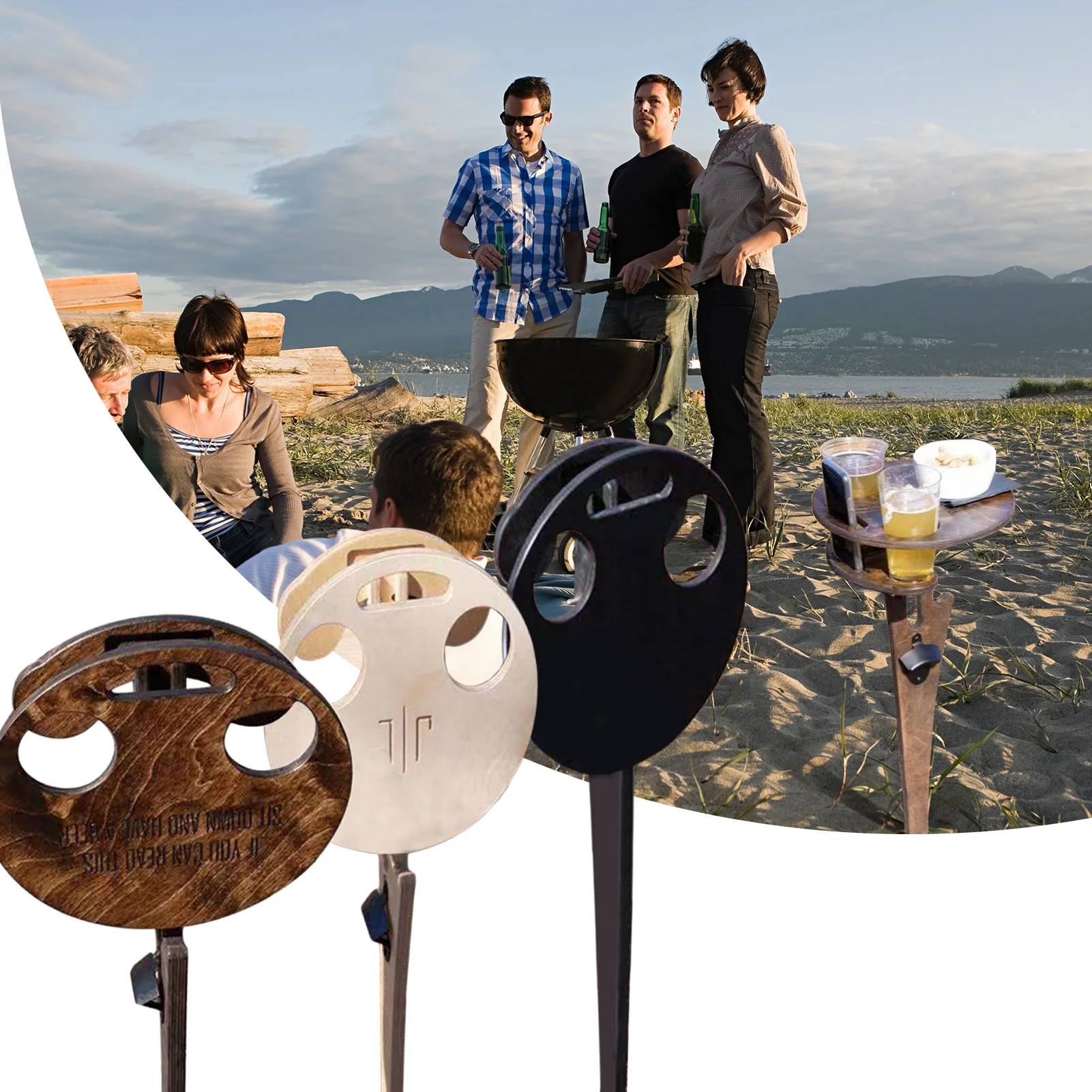 Portable Folding Wine Table Wooden Picnic With Round Desktop Outdoor Holder Travel Tools For Garden Beach Camping | Спорт и