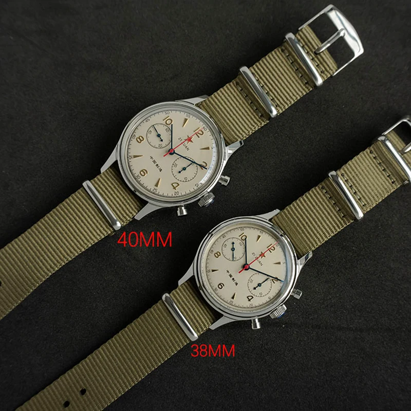40mm 38mm 1963 Pilot Watch Men Chronograph  Skeleton ST1901 movement Air Force Mechanical Sapphire watch TWO Strap
