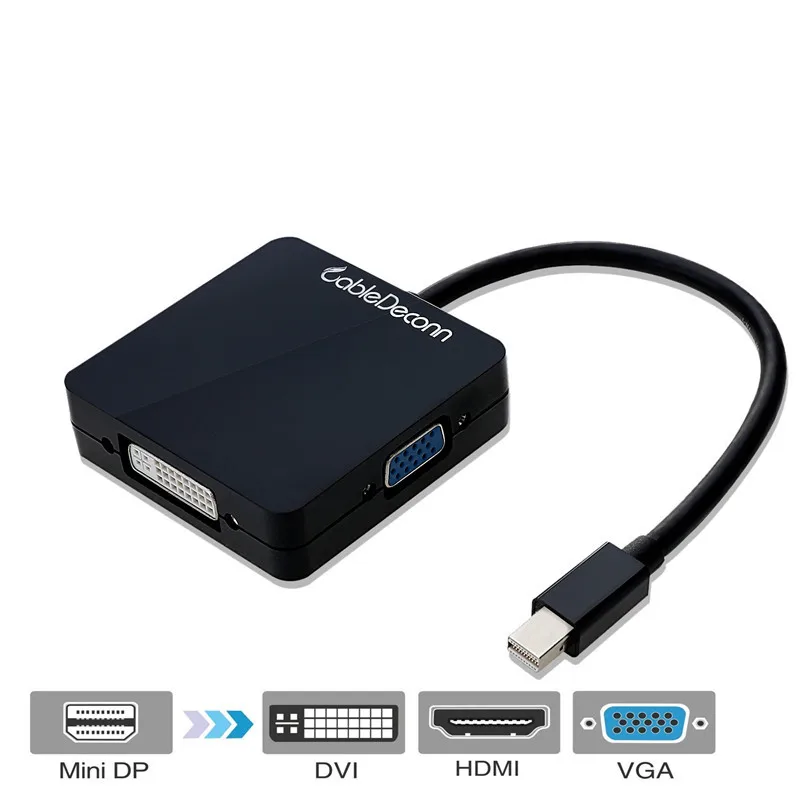 3 в 1 мини порт дисплея DP v1.2 к HDMI 4K DVI VGA Thunderbolt совместимый кабель адаптера