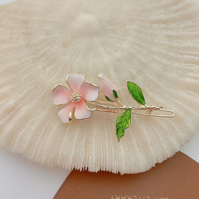 New Fashion Enamel Flower Barrettes for Women and Girls 4 Colors