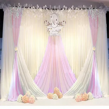 

The New Ice Silk Cloth Fashion Wedding Background Curtain Birthday Party Stage Performance Engagement Ceremony Background Veil