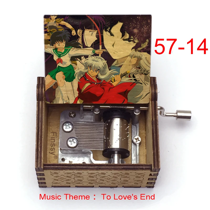 Hand Wooden Anime Inuyasha Music Box Music Theme To Love's End Kagome Kikyo Box Anime Fans Kids Students Birthday Gift