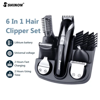 

6 In 1 Hair Clipper Electric Cordless Nose Ear Beard Trimmer Professional Rechargeable Shaver Hair Cutter Remover Machine