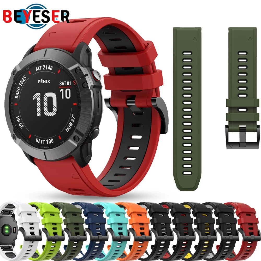 

22mm WatchBand for For Garmin Forerunner 945 935 Fenix 5 Plus Fenix 6 6 Pro Silicone Smart Watch Band Double Color Sport Strap