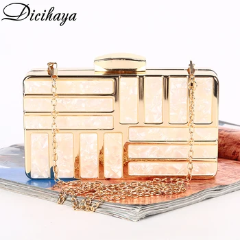 

DICIHAYA Acrylic Box Bags Gold Clutch Purses Box Women Shoulder Bags Day Clutches Bags Wedding Party Evening Clutches Handbags