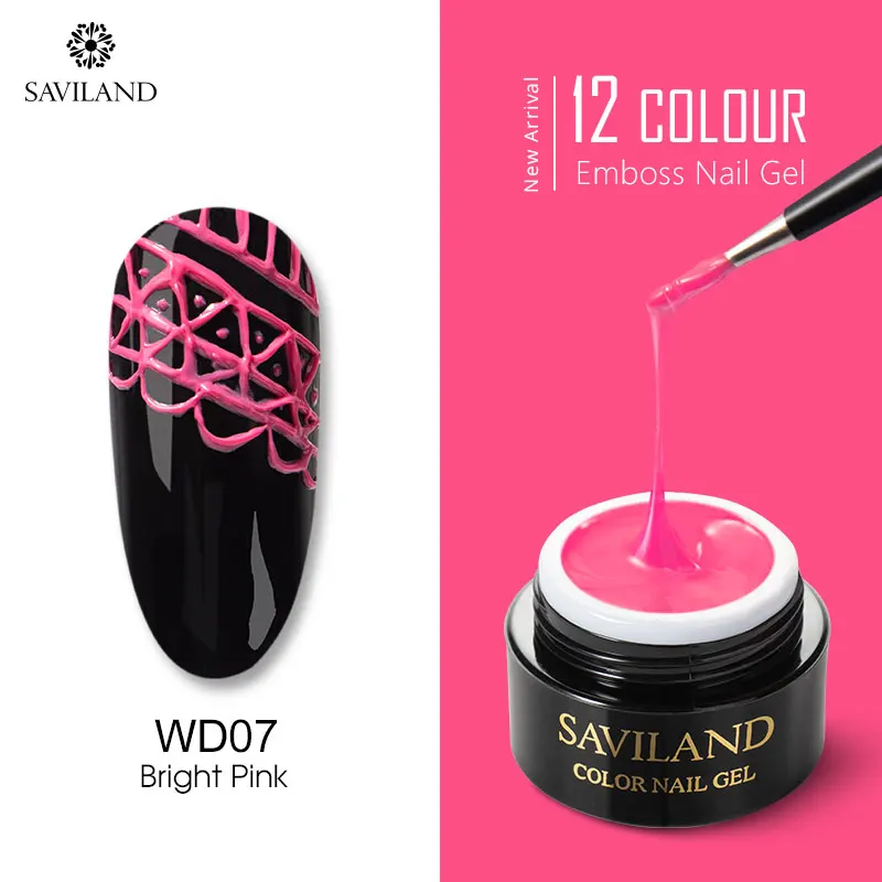 WD07 SAVILAND 2 в 1 рельефный Гель-лак для ногтей 3D сделай сам резной узор гель замачиваемый гибридный УФ-лак Полупостоянный для дизайна ногтей - Цвет: WD07