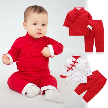 

Chinese Style Boys Clothing Sets Hanfu Clothes Sets Chinese New Year Suit For Girls Children Linen Kid Suit Toddler Costumes tr