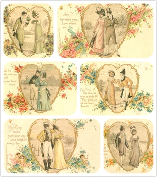 

Retro Victorian Couple Hand dyed 31*20CMX6PCS Assorted Cotton Linen Printed Quilt Fabric For DIY Sewing Patchwork Home Textile D