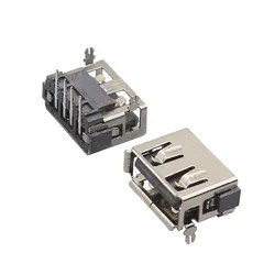 Flat  Crimping USB Female Type A DIP 4-pin 2-pin Type A 90 Plug Direct Data Charging Plug Socket Jack Connector Cable Adapter