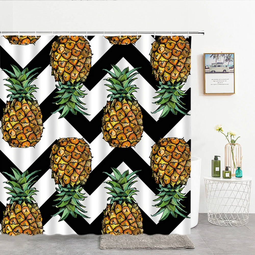 

3d Green Plants Shower Curtains Flowers Leaves Bathroom Curtains Waterproof Decoration With Hooks Polyester Cloth Bath Screen