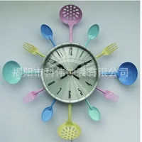 [Manufacturers Direct Selling] Color Metal Knife And Fork Clock-Style Kitchen Wall Clock Creative Cool New Style Living Room Wal