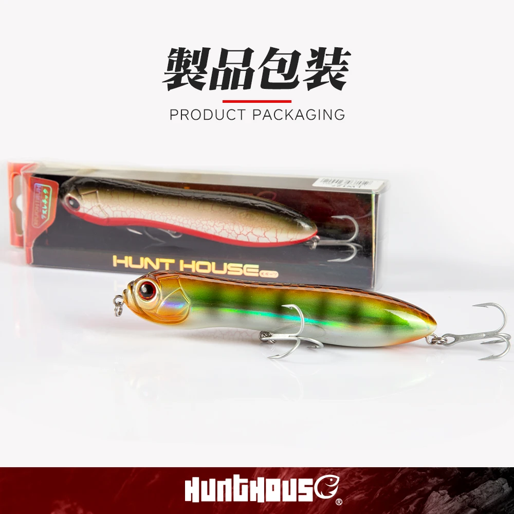 Hunthouse Fishing Lure Noisy Pencil With Ball Rattle Stickbait 130mm 32g  Topwater Snake Head Bait For Fishing Bass Zander Pescar