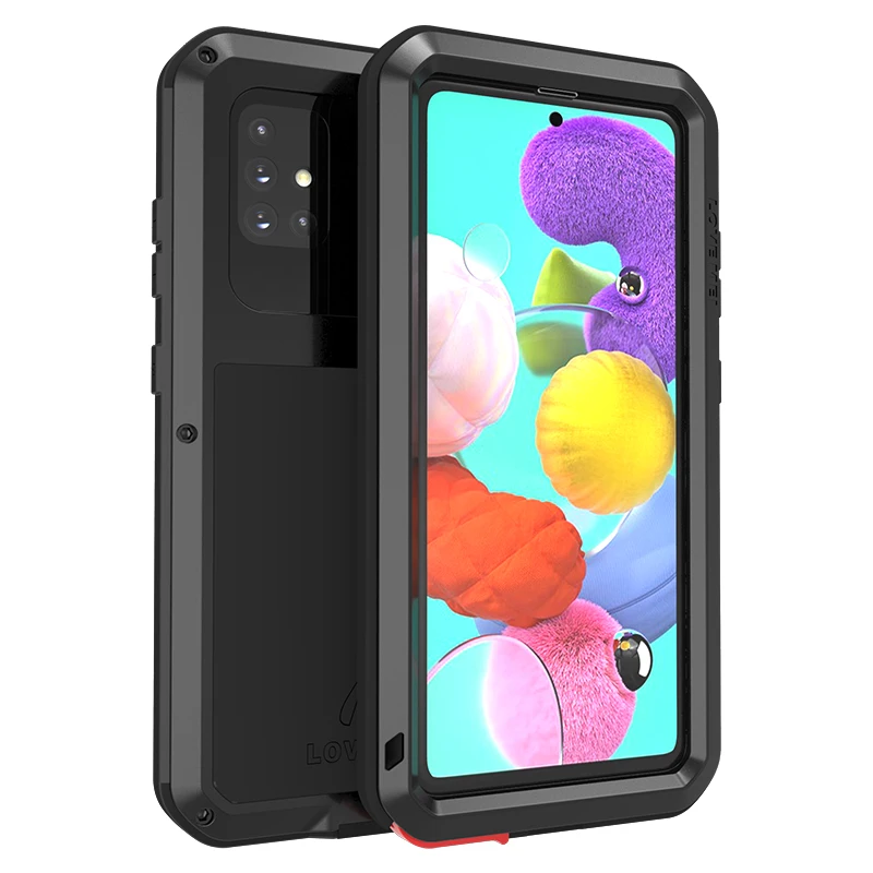 360 Full Body Protective Case For Samsung Galaxy A51 Phone Shockproof Aluminum Metal Armor Cover &ampFront Tempered Toughened Glass |