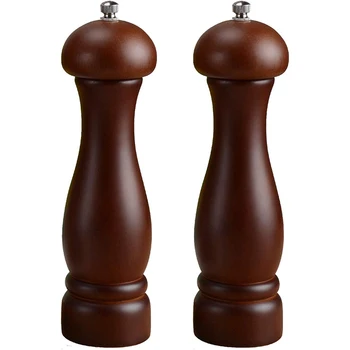 

Salt and Pepper Grinder Set, Wooden Salt and Pepper Mills, Shakers with Adjustable Ceramic Core, Classic Brown Salt Grinder and