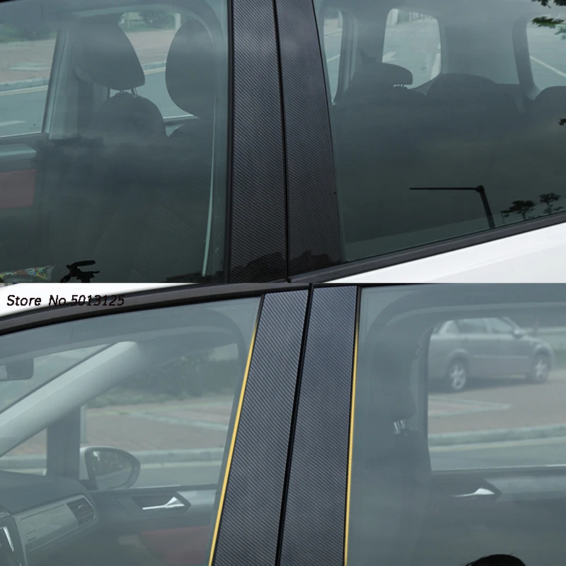 Автомобильная дверь окно средняя стойка, отделка, декоративные Защитная полоска наклейки из углеродного волокна для VW Volkswagen Touran