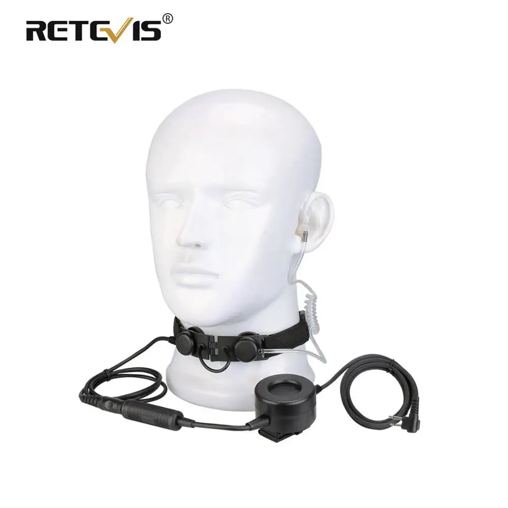 4 RETEVIS ETK005 Регулируемый тактический горловой микрофон с PTT Walkie Talkie гарнитура для