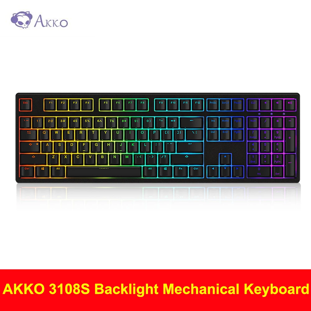

AKKO 3108S RGB Backlight Mechanical Keyboard PBT Key Cap No Rush 108 Keys Cherry Switch Game USB Type-C Mechanical Keyboard