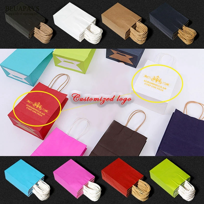 50pcs candy box gift bag DIY customized logo name wedding decoration baby shower birthday festival party favors Kraft paper bag