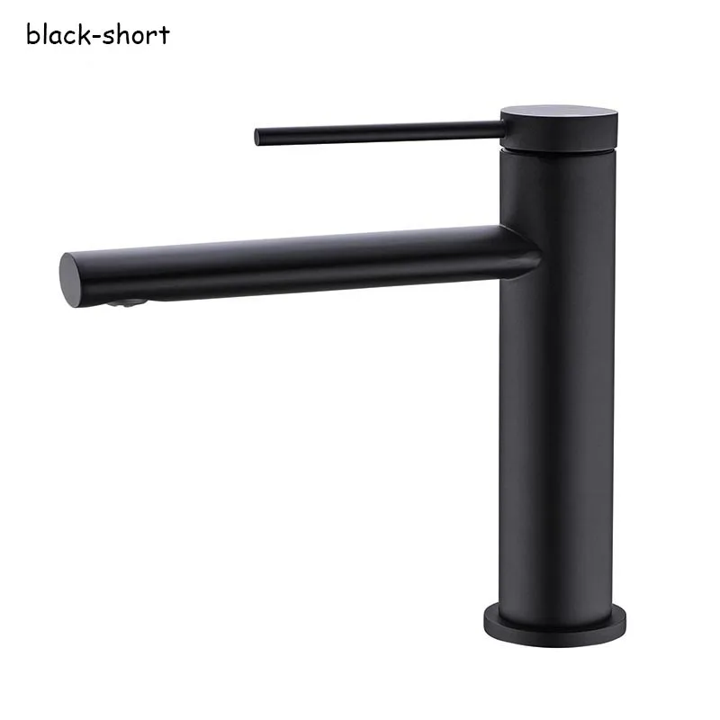 black-short Ванная комната латунный Смеситель для раковины розовое золото/серый/черный смеситель для воды на бортике холодной и горячей кран 2 Высота для под& Топ счетчик - Цвет: black-short