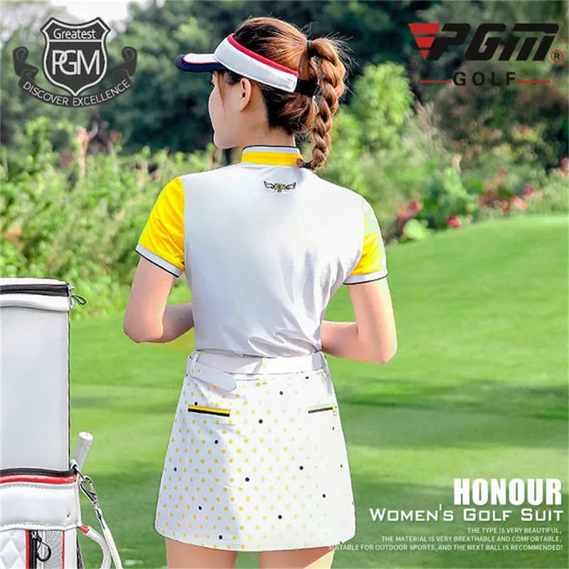 PGM футболки для гольфа женские топы с коротким рукавом спортивная летняя футболка для гольфа Женская дышащая футболка одежда для гольфа