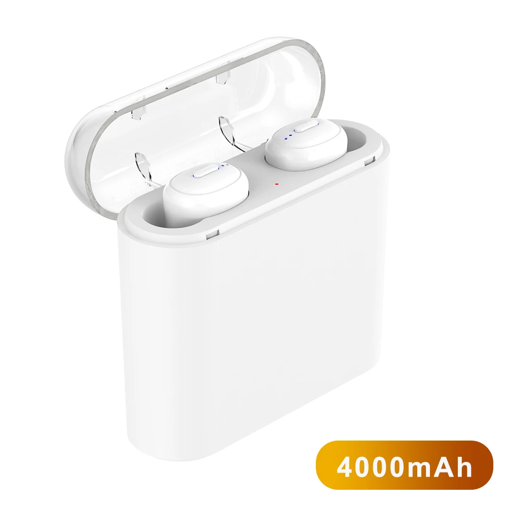 4000mAH white 2200 мАч/4000 мАч красочные мини беспроводные Bluetooth наушники TWS голосовое сообщение бас светодиодный цифровой дисплей прогулочная зарядная коробка - Цвет: 4000mAH white