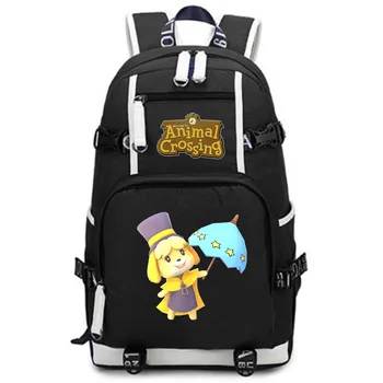 

Anime Game Animal Crossing Isabelle hat Canvas Backpack Laptop shoulder bag Laptop traveling rucksack