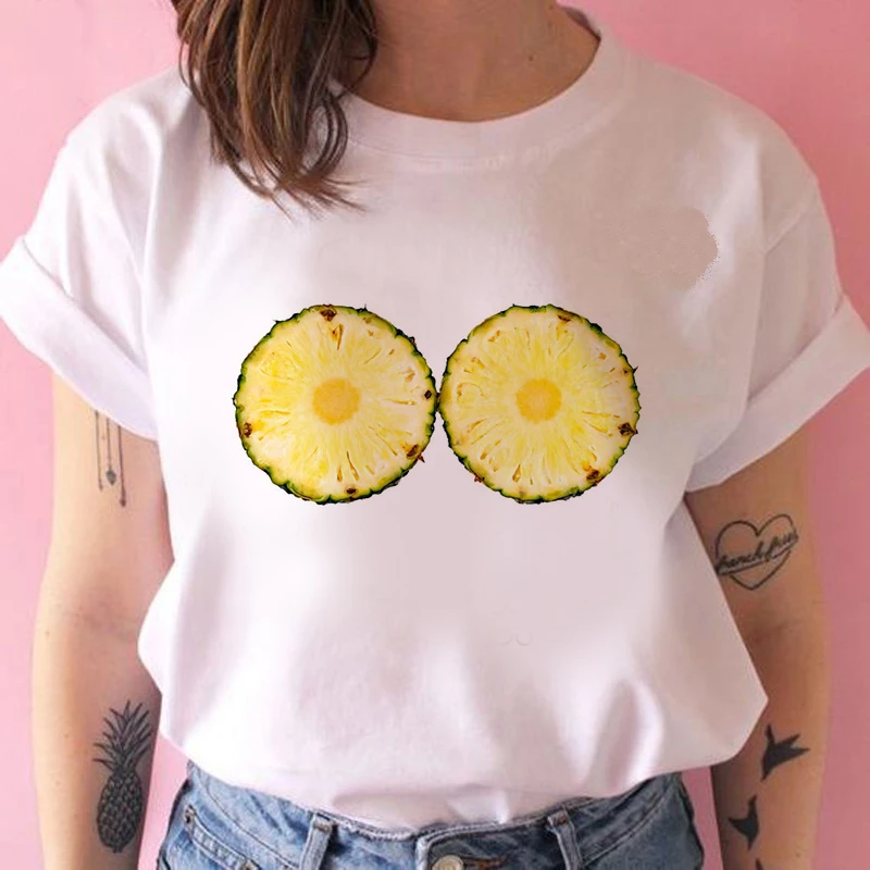 2020 Fashion Women Harajuku Cartoon pineapple Printed T Shirt Casual Short Sleeve Women's T-shirt Soft Female T shirt