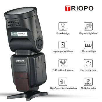 

Triopo R1 Round Head Camera Flash Speedlite 2.4G X Wireless TTL HSS 76Ws Speedlight Flash with Li-Battery for Canon Nikon VS V1C