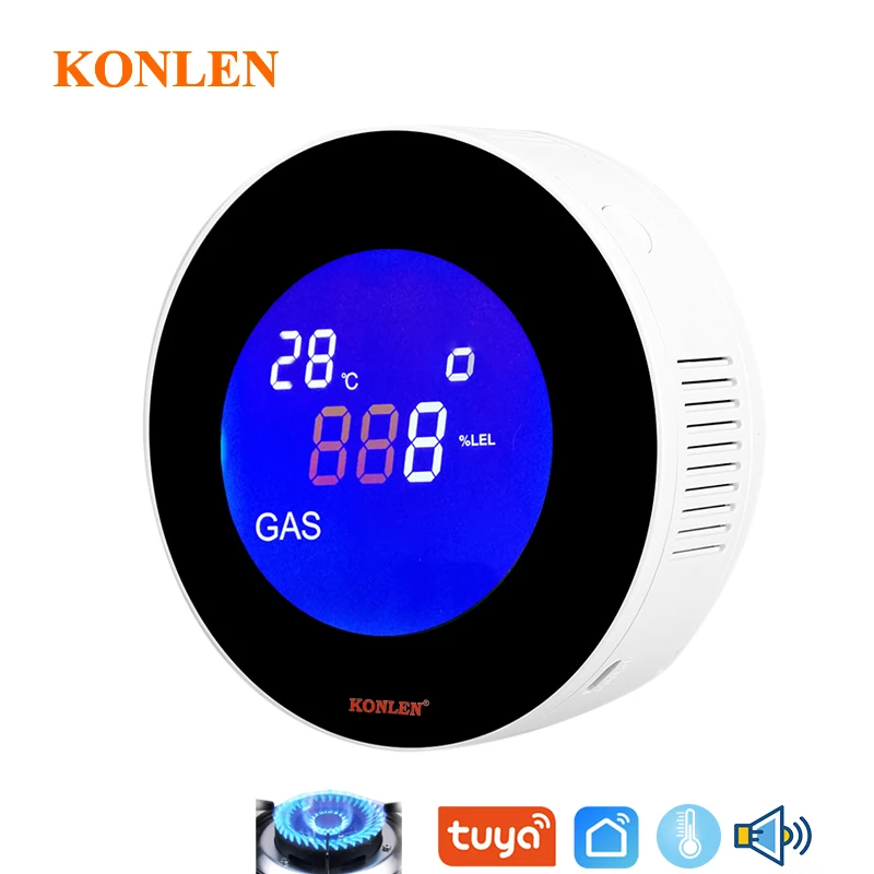 Xzbnwuviei Gas Alarm Wifi Tuya Smart Natural Gas Leakage Detector Methane Ch4 Leak Alarm Monitor Digital Lcd Temperature Sensor For Home Kitchen Use Safety Sensors Detectors Ecog Gas Detectors
