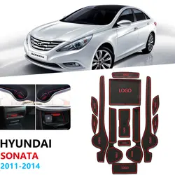 Противоскользящие резиновые ворота слот чашки коврик для hyundai Sonata YF i45 2011 2012 2013 2014 двери паз Коврик Coaster аксессуары наклейка на автомобиль