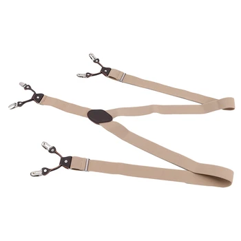 

6 clip Men's Suspenders Synthetic Leather Men Braces Supports Elastic Adjustable Pants Straps Clothing tirantes