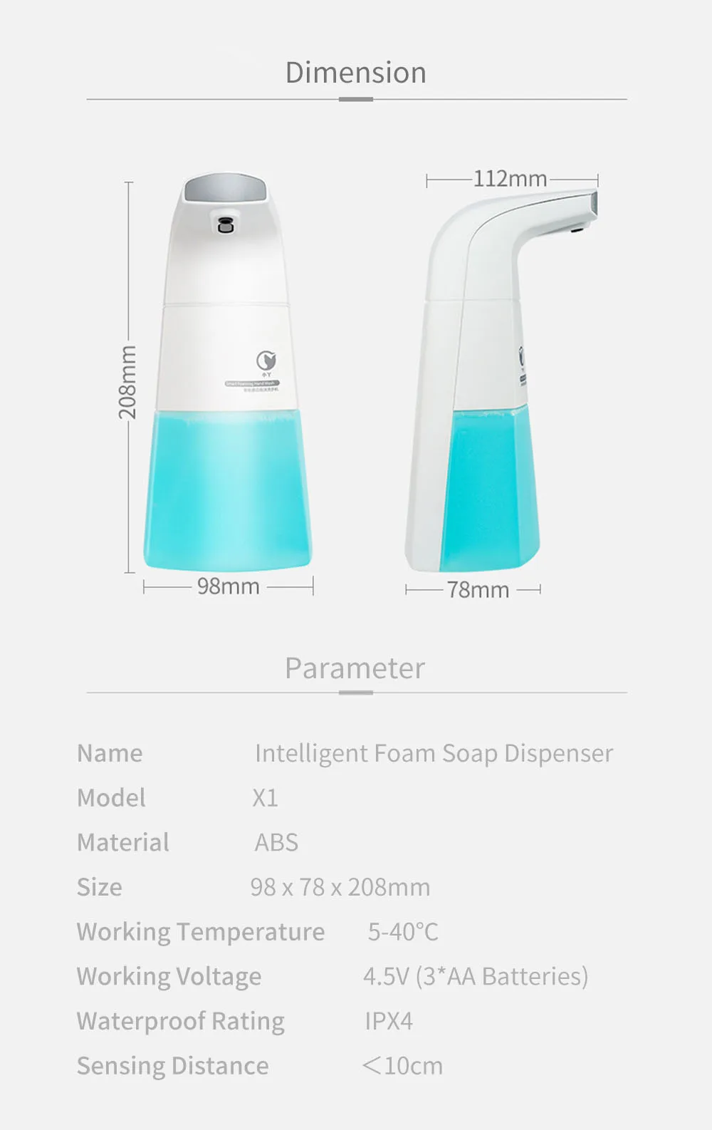 XIAOWEI X1 полностью автоматический индукционный диспенсер для жидкого мыла интеллектуальный инфракрасный датчик бесконтактный жидкий пенопласт Дезинфицирующие средства для рук