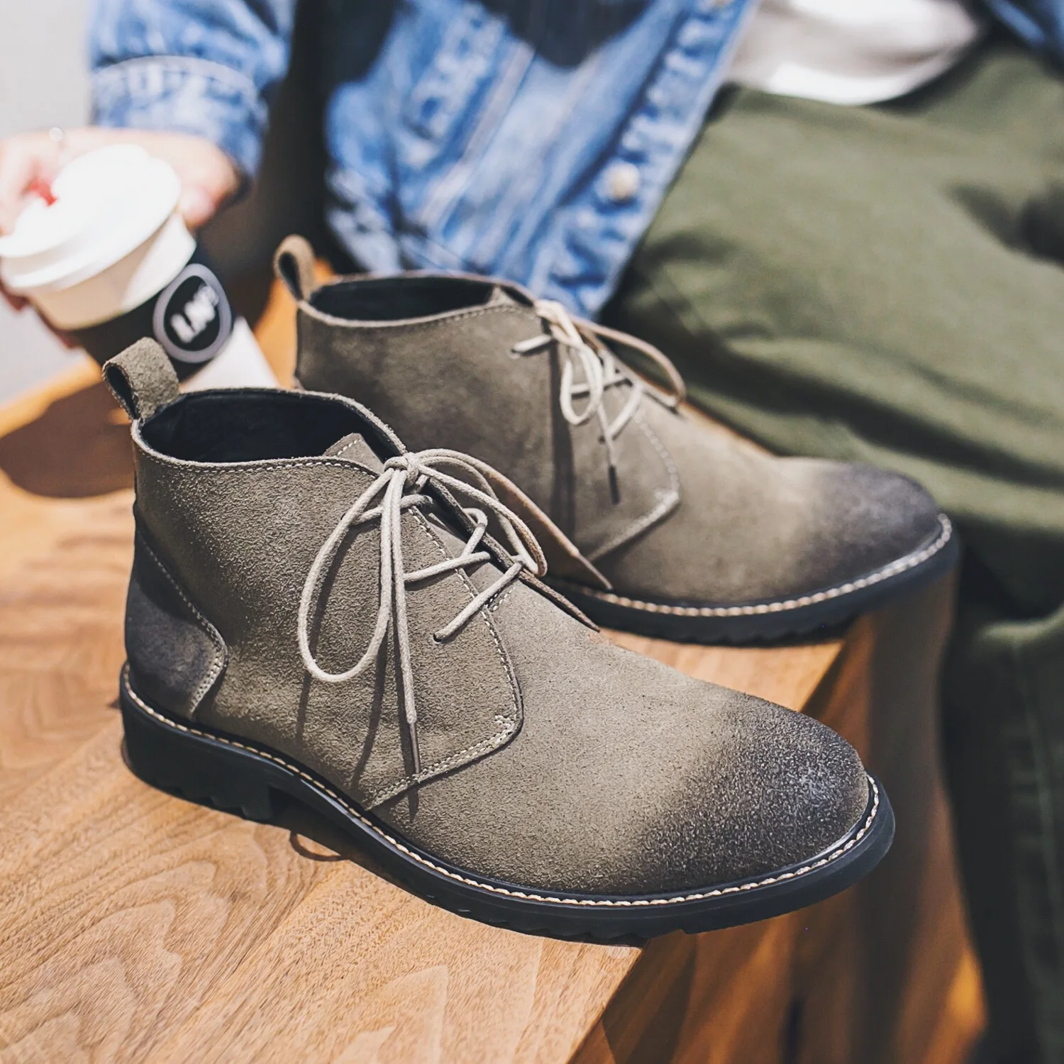 

Buffny Spring New Style Hight-top MEN'S SHOES Martin Boots Genuine Leather England Retro MEN'S SHOES plus Velvet Warm