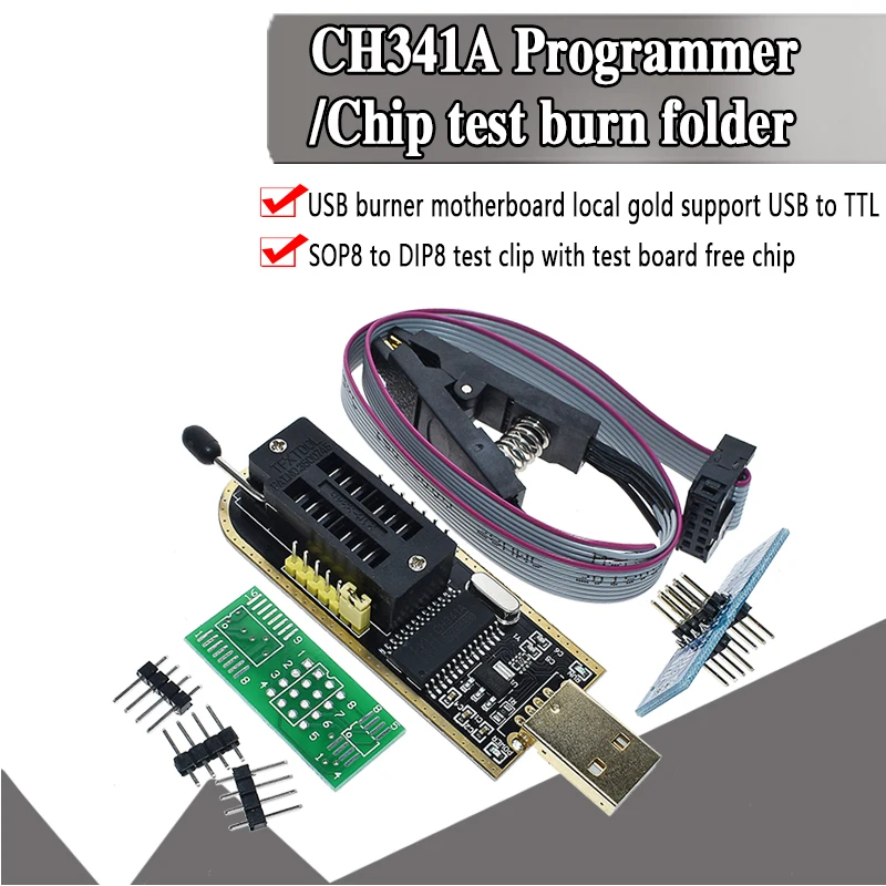 Официальный CH341A 24 25 серия EEPROM флэш-память биос USB программист модуль CH341 для SOIC8 SOP8 тестовый зажим для EEPROM 93CXX 25CXX 24CXX