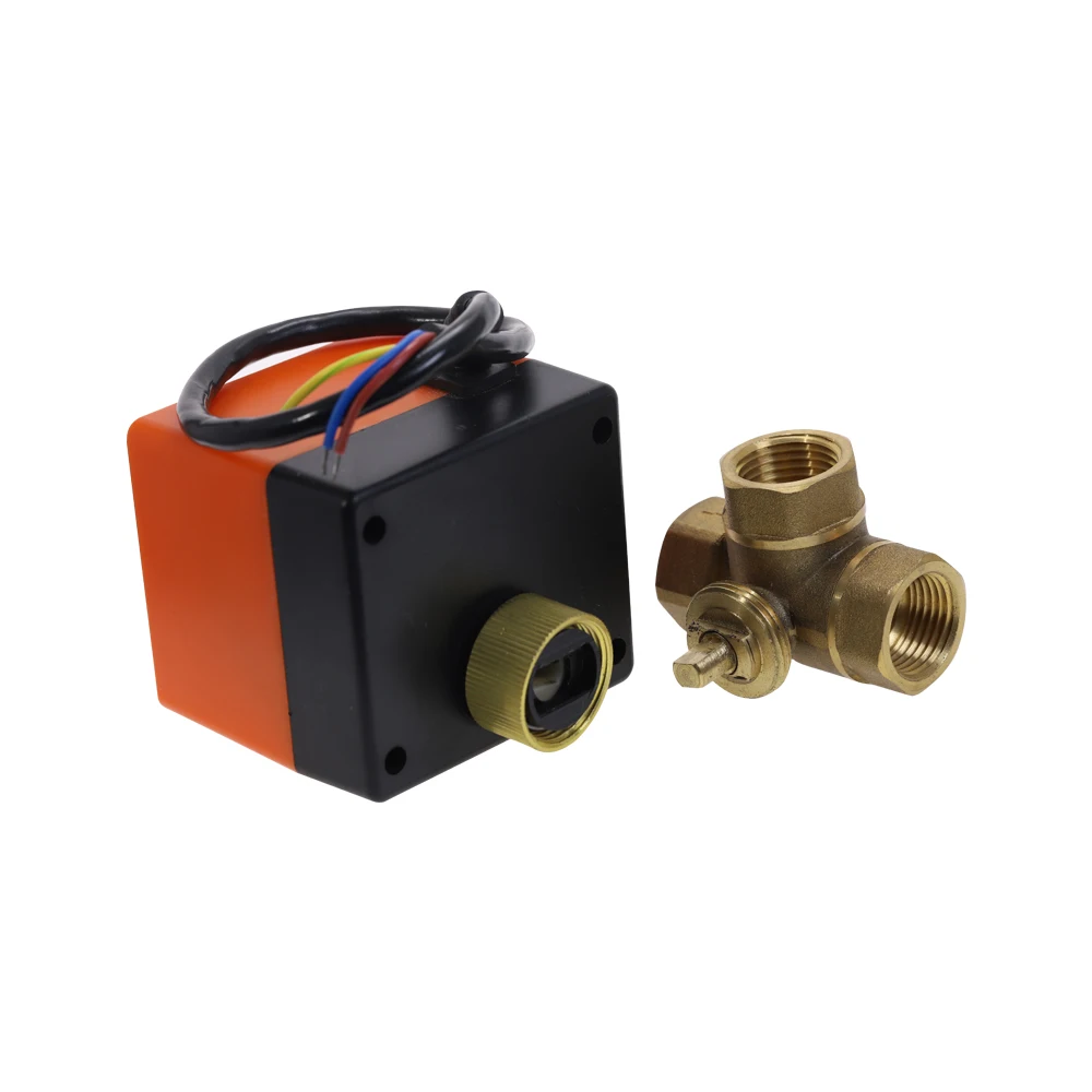 AC220V 3 Way провода электрические привод латунный шаровой клапан, холодной и горячей воды Vapor/тепло газ латунь моторизованный шаровой клапан