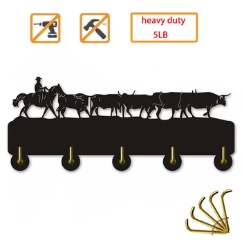 

Cowboy Horse Cattle Drive Wall Decor Hooks Key Hanger Hooks for wall key hook for bedroom kitchen living room and office